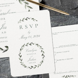Olive Wreator Wedding No Meal RSVP Card Kaartje