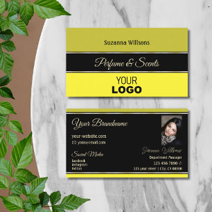 Olive Yellow Borders op zwart met Logo en foto Visitekaartje