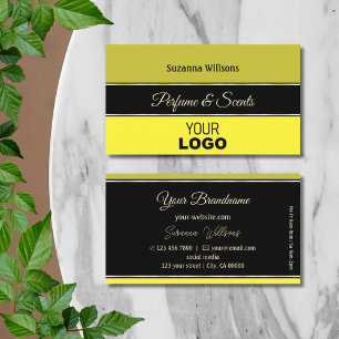 Olive Yellow Borders op Zwart Modern met Logo Visitekaartje