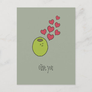 "Olive You !" Carte postale