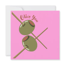 Olive You Cute Roze Platte Wenskaart