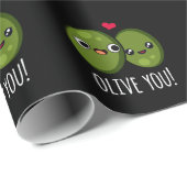 Olive You Funny Love Pun Dark BG Cadeaupapier (Rol Hoek)