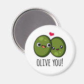 Olive You Funny Love Pun Magneet (Voorkant / Achterkant)