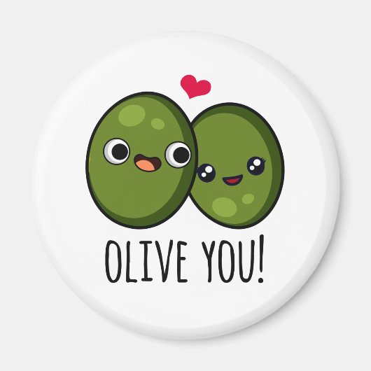 Olive You Funny Love Pun Magneet (Voorkant)