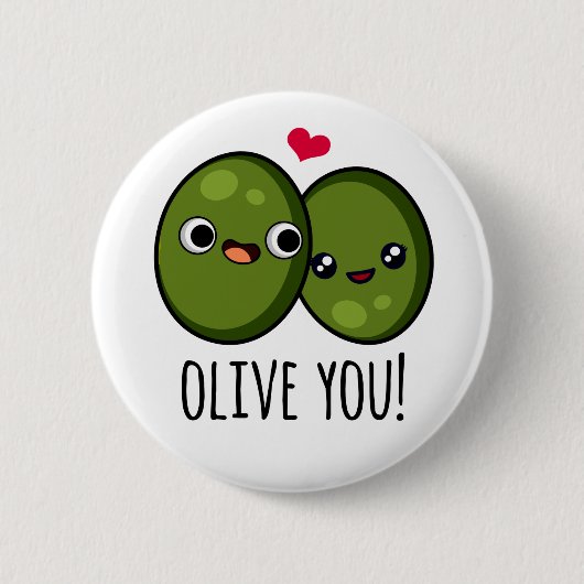 Olive You Funny Love Pun Ronde Button 5,7 Cm (Voorkant)