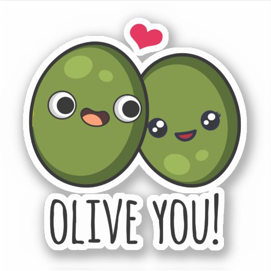 Olive You Funny Love Pun Sticker (Voorkant)