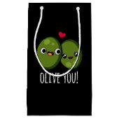 Olive You Funny Olive Pun Dark BG Klein Cadeauzakje (Voorkant)