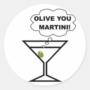 Olive You Martini Ronde Sticker