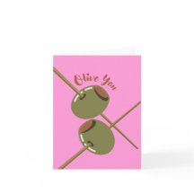 Olive You Mooie Roze Wenskaart