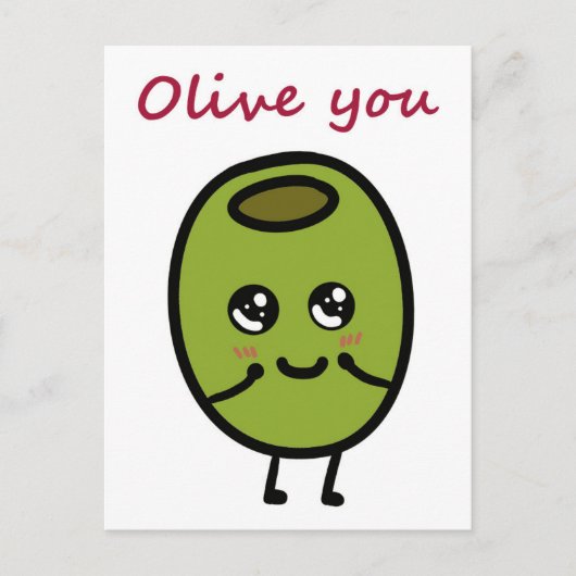 Olive you pun carte postale pour les amoureux (Devant)