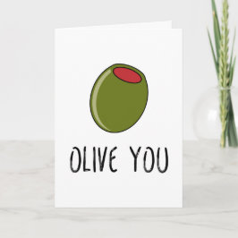 Olive You, Pun, Funny I Love You, Valentijnsdag Kaart