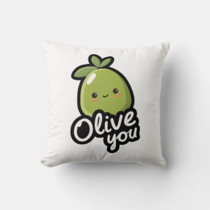 Olive You – Schattig Kawaii Olijf Puns Ontwerp Kussen
