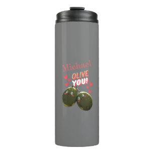 Olive You Twee Olijven Harten Thermosbeker