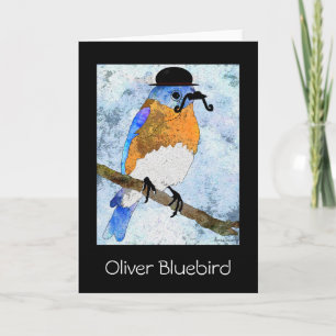 Oliver Bluebird met snor, bowler Wenskaart Kaart