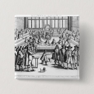 Oliver Cromwell , die het Parlement oplost Vierkante Button 5,1 Cm