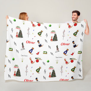 Oliver De Otter Kerst Random Patroon Fleece Deken