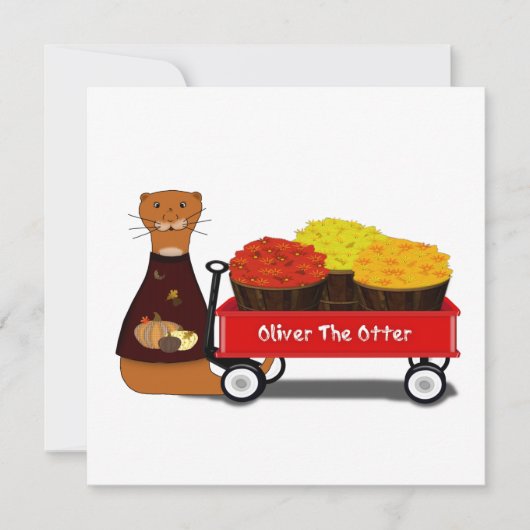 Oliver de Otter Maakt Zich Klaar Voor De Herfst Kaart (Voorkant)