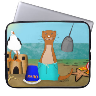 Oliver de Otter op het strand Laptop Sleeve