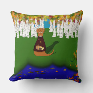 Oliver De Otter Rivier Wolf Meer Herfst Polyester Kussen