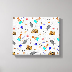 Oliver de Otter Zomer Strand vakantie patroon Canvas Afdruk