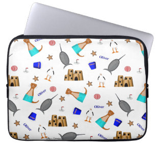 Oliver de Otter Zomer Strand vakantie patroon Laptop Sleeve