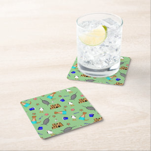 Oliver De Otter Zomer Strand Vakantie Patroon Vierkante Kartonnen Onderzetter