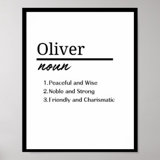 Oliver, jongen gepersonaliseerde naamsdefinitie poster