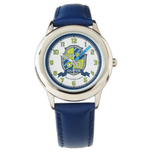Oliver jongens noemen crest beer blauw groen horloge