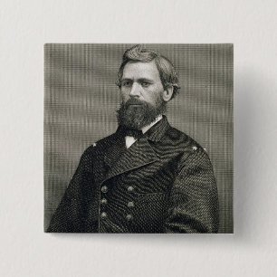 Oliver Otis Howard (1830-1909), gegraveerd door Ro Vierkante Button 5,1 Cm