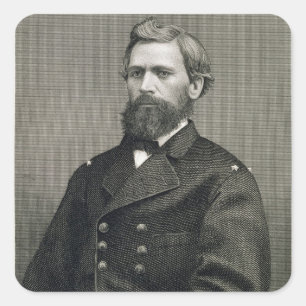 Oliver Otis Howard (1830-1909), gegraveerd door Ro Vierkante Sticker