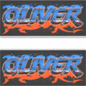 Oliver Prénom Nom Graffiti Autocollants (Devant)