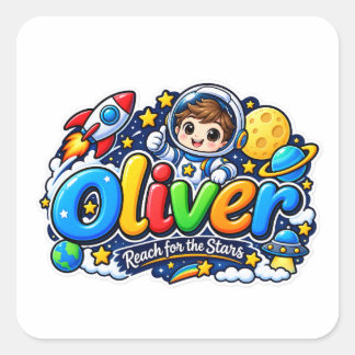 Oliver reik naar de sterren Ruimte Persoonlijke st Vierkante Sticker
