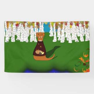 Oliver The Otter bij de rivier de Wolf Lake in het Spandoek