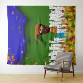 Oliver The Otter bij de rivier de Wolf Lake in het Wandkleed (In Situ (horizontaal))