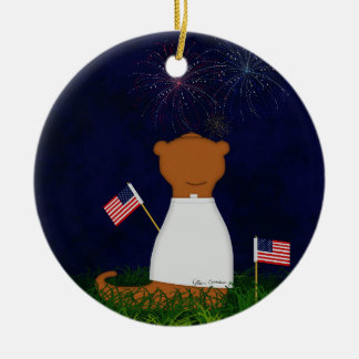 Oliver the Otter kijkt vuurwerk Keramisch Ornament