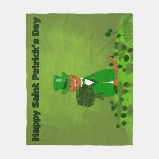 Oliver The Otter Picking Shamrocks - Saint Patrick Fleece Deken (Voorkant)