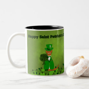 Oliver The Otter Picking Shamrocks - Saint Patrick Tweekleurige Koffiemok