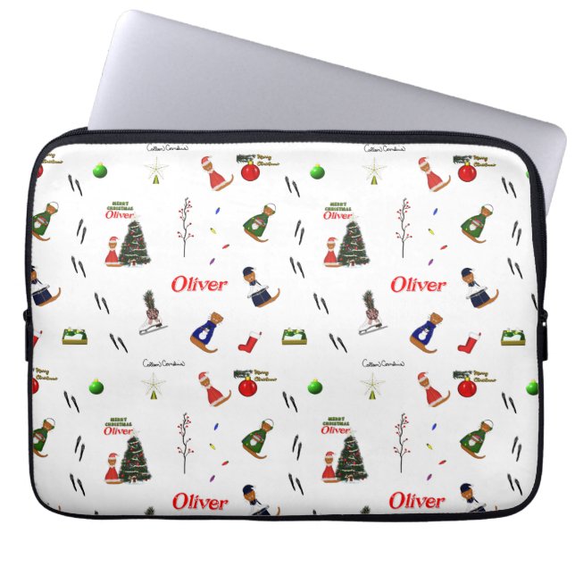 Oliver The Otter Random Pattern Laptop Sleeve (Voorkant)