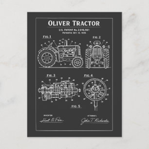 Oliver Tractor Blauwdruk Octrooi Kunstwerk Briefkaart