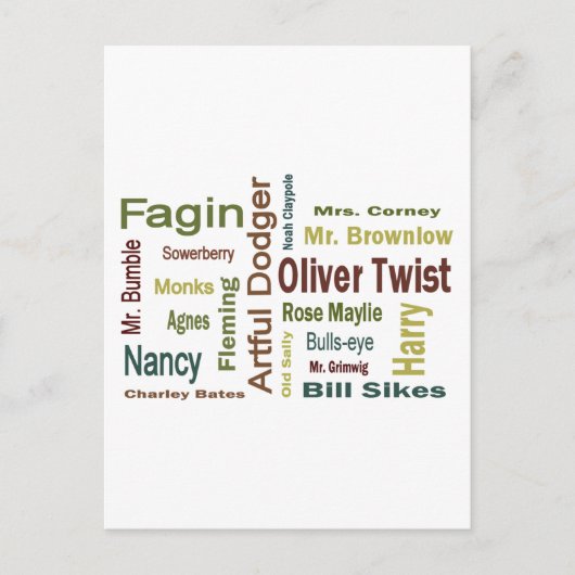 Oliver Twist Characters Briefkaart (Voorkant)