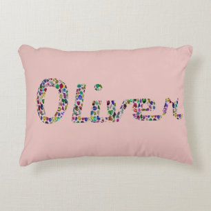 Oliver Typography met kleurrijk patroon ontwerp Accent Kussen