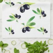 Olives méditerranéennes Serviette de cuisine (Plié)