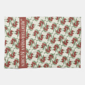 Olives rouges Motif Serviette de cuisine jaune (Horizontal)