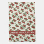 Olives rouges Motif Serviette de cuisine jaune (Vertical)