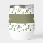 Olives Vert Sauge Monogramme Aquarelle Nom (Gauche)