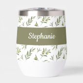 Olives Vert Sauge Monogramme Aquarelle Nom (Avant)