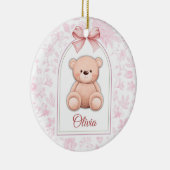 Olivia | Aangepaste Roze Teddybeer Nursery Design Keramisch Ornament (Rechts)