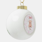 Olivia | Aangepaste Roze Teddybeer Nursery Design Keramische Bal Ornament (Links)