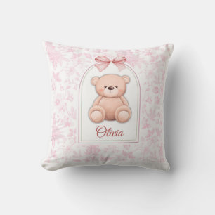Olivia   Aangepaste Roze Teddybeer Nursery Design Kussen