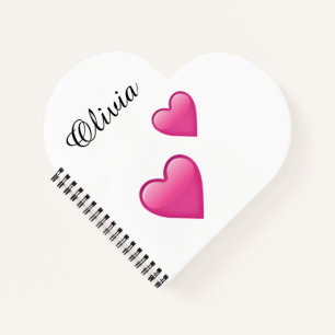 Olivia Cahier personnalisé avec coeurs Emoji